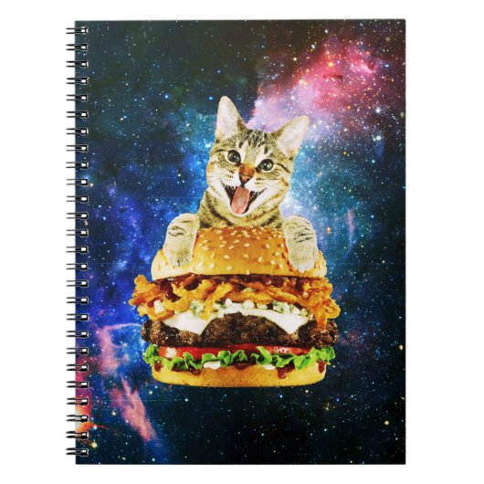 Funny burger cat space notitieboek (Voorkant)