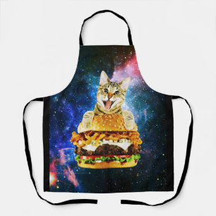 Funny burger cat space schort