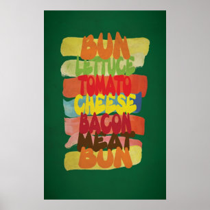 Funny Burger Typography Art Poster