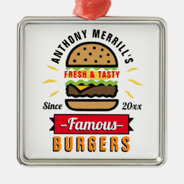Funny Burgers Custom Name Ornament