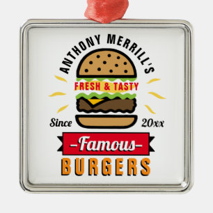 Funny Burgers Custom Name Ornament