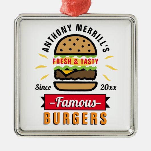 Funny Burgers Custom Name Ornament (Voorkant)