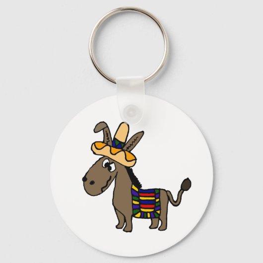 Funny Burro met Sombrero en Blanket Sleutelhanger (Voorkant)