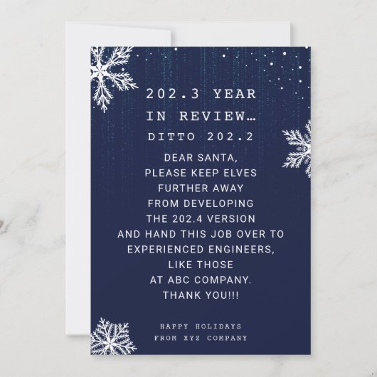 Funny Business Jaar in Review Engineer Kerst Feestdagenkaart (Voorkant)