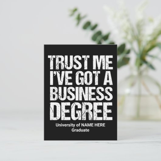 Funny Business School Afstuderen Custom College Briefkaart (Staand voorkant)