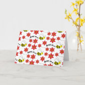 Funny Busy Little Bumble Bee Pattern Cute Kaart (Gele Bloem)