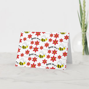 Funny Busy Little Bumble Bee Pattern Cute Kaart