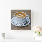 Funny but First Coffee Cup Kitchen Vierkante Klok (Huis)