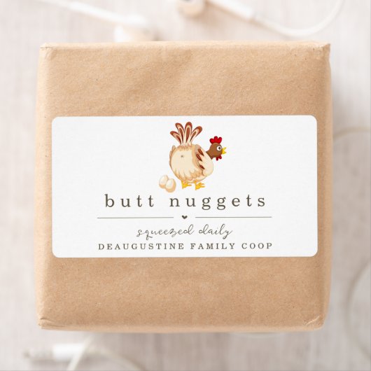 Funny Butt Nugget Boerderij Coop Egg Karton Label (Insitu)