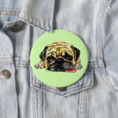 Funny Button met Pug Dog - Aangepaste kleuren - Te (In situ)