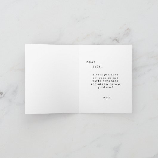 Funny Buzz over Rock Gekke kerstHumor Black Feestdagen Kaart (Binnen)