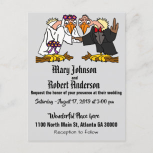 Funny Buzzard Bride and Groom Wedding Invitation Uitnodiging Briefkaart