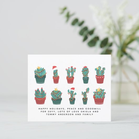 Funny Cacti Kerstcactus Aangepaste jaarbrief (Staand voorkant)