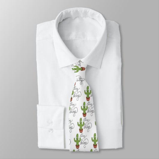 Funny Cactus Blijf Sharp Shirt Stropdas (Gebonden)