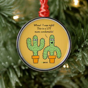 Funny Cactus Cartoon Texas Arizona Cacti Kerstmis Metalen Ornament