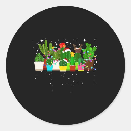 Funny Cactus Christmas Tree  Ronde Sticker (Voorkant)