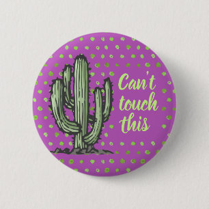 Funny Cactus Plant Hand Drawn Illustration Paars Ronde Button 5,7 Cm