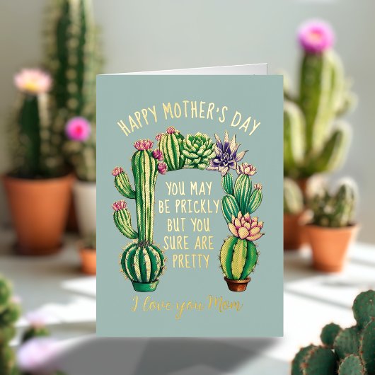 Funny Cactus Plante maman Fête de la mère carte à