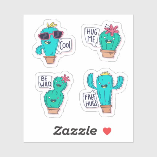 Funny cactus sticker set (Vel)
