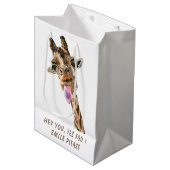 Funny cadeautas met speelse giraffe - glimlach (Voorkant Gekanteld)