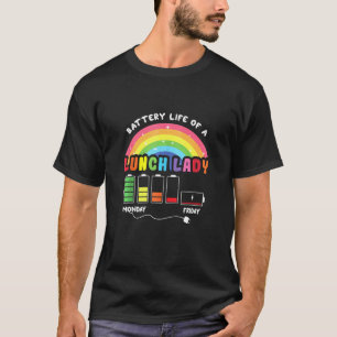 Funny Cafeteria Rainbow Battery Life van school L T-shirt