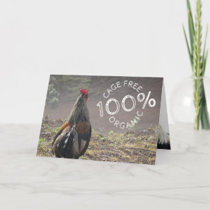 Funny Cage Free Rooster Happy Birthday Card Kaart