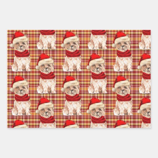 Funny Cairn Kersthond en Holiday Pset Inpakpapier Vel (Voorkant 3)