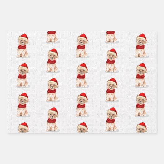 Funny Cairn Kersthond en Holiday Pset Inpakpapier Vel (Voorkant 2)
