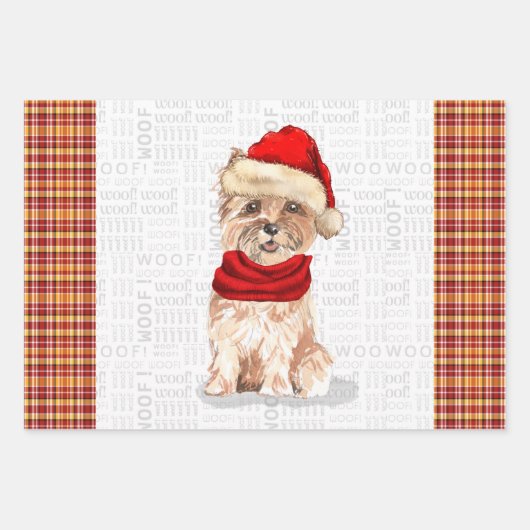Funny Cairn Kersthond en Holiday Pset Inpakpapier Vel (Voorkant)