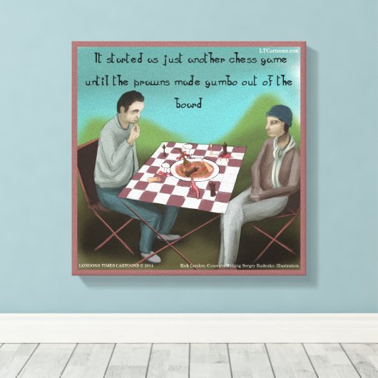 Funny Cajun Chess Canvas Print (Insitu (Houten vloer))