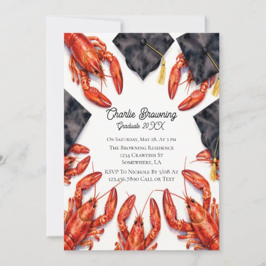 Funny Cajun Graduation Party Invitation Kaart (Voorkant)