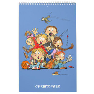 Funny Calendar for Kids Personalised Blue Kalender