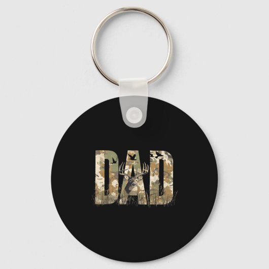 Funny Camo Dad Hunting Camouflage Deer Father's Da Sleutelhanger (Voorkant)
