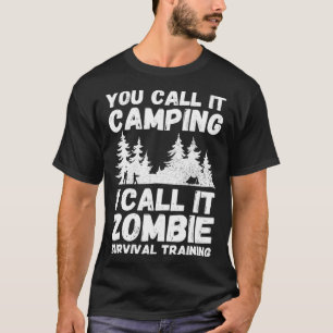 Funny Camping TShirt Zombie Survival Tee Halloween