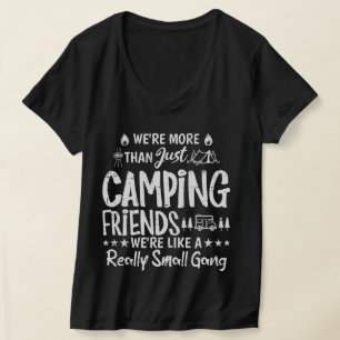 Funny Camping Vrienden Kleine Bende Dames V-Neck T-shirt