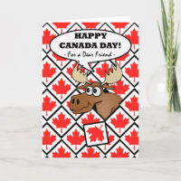 Funny Canada Day for Friend, Moose with Leaf Tegel