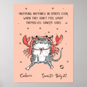 Funny Cancer poster Zodiac Cat Star teken poster