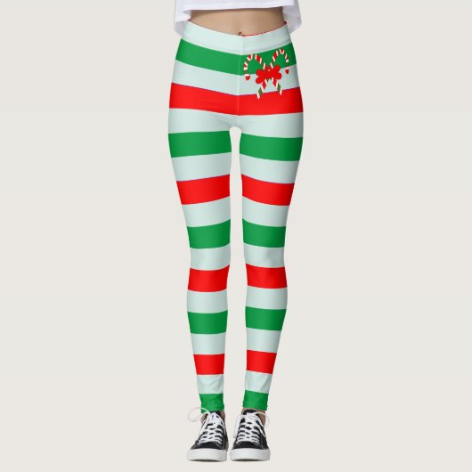 Funny Candy Cane Striped Leggings (Voorkant)
