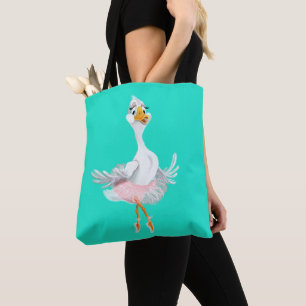 Funny Canvas tas Happy Ballerina Duck - Uw kleuren