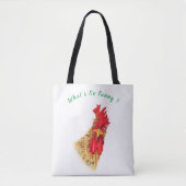 Funny Canvas tas Surprised Rooster - Aangepaste te (Voorkant)