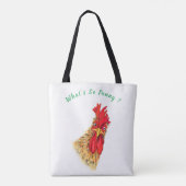 Funny Canvas tas Surprised Rooster - Aangepaste te (Achterkant)