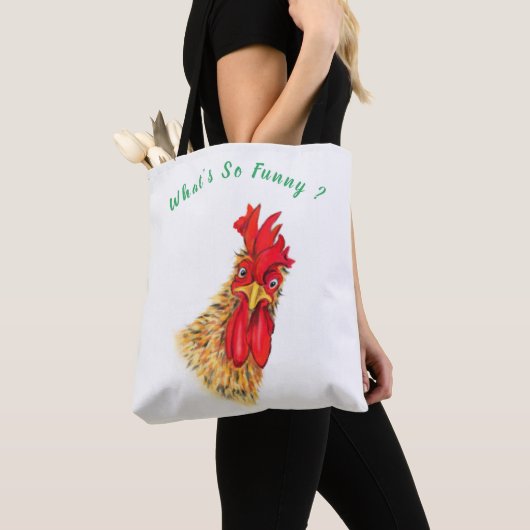 Funny Canvas tas Surprised Rooster - Aangepaste te (Dichtbij)