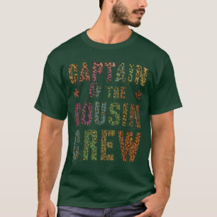 Funny CAPTAIN OF THE COUSIN CREW Lopard Print Gra T-shirt