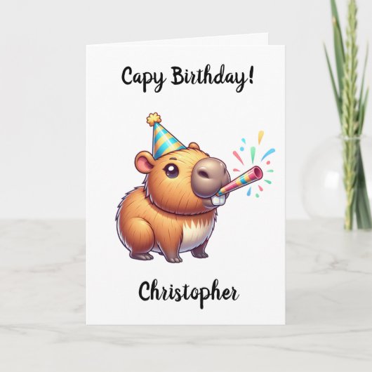 Funny Capybara Anniversaire Carte de voeux pliée (Devant)