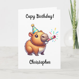 Funny Capybara Anniversaire Carte de voeux pliée