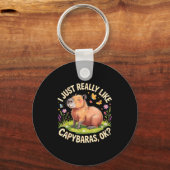Funny Capybara Art For Men Women Kids Capy Rodent Sleutelhanger (Voorkant)