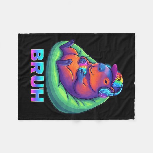 Funny Capybara Bruh Video Games Lovers Fleece Deken (Voorkant (Horizontaal))