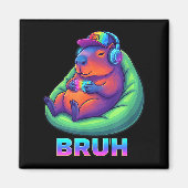 Funny Capybara Bruh Video Games Lovers Magneet (Voorkant)