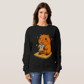 Funny Capybara Bubble Tea Animal Lover Rodent, Cap Trui (Voorkant volledig)
