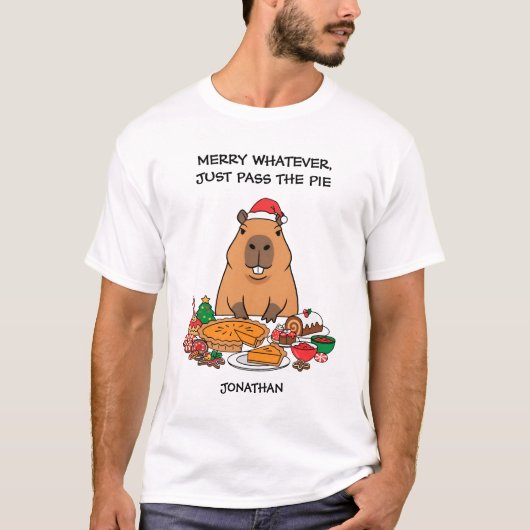 Funny Capybara Christmas (Personalized) T-shirt (Voorkant)
